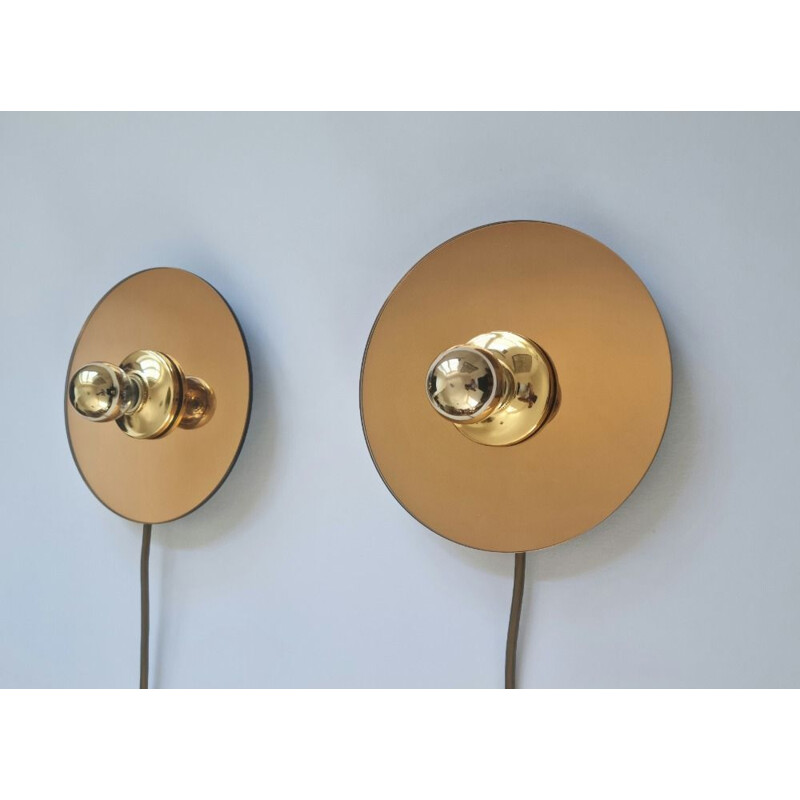 Pair of vintage eglo sconces in mirror, Austria 1980