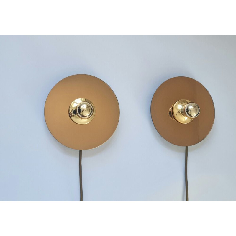 Pair of vintage eglo sconces in mirror, Austria 1980