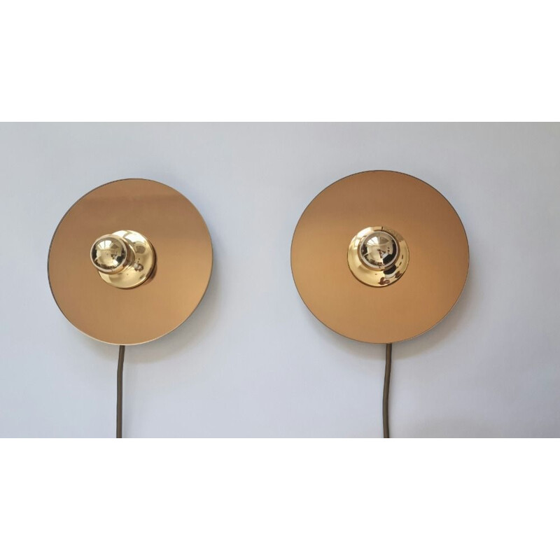 Pair of vintage eglo sconces in mirror, Austria 1980