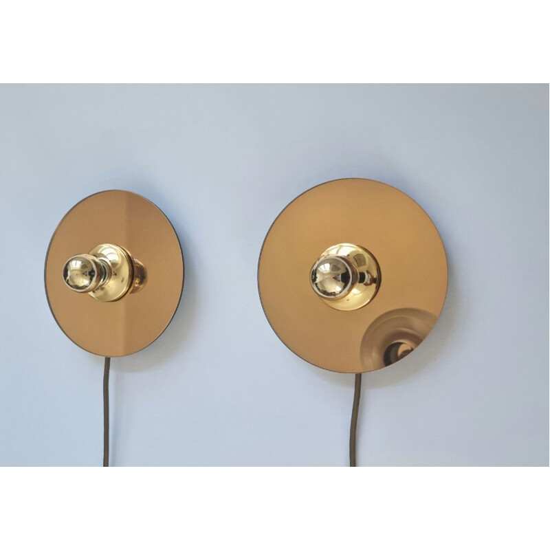 Pair of vintage eglo sconces in mirror, Austria 1980