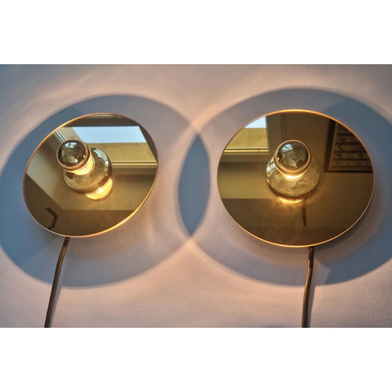 Pair of vintage eglo sconces in mirror, Austria 1980