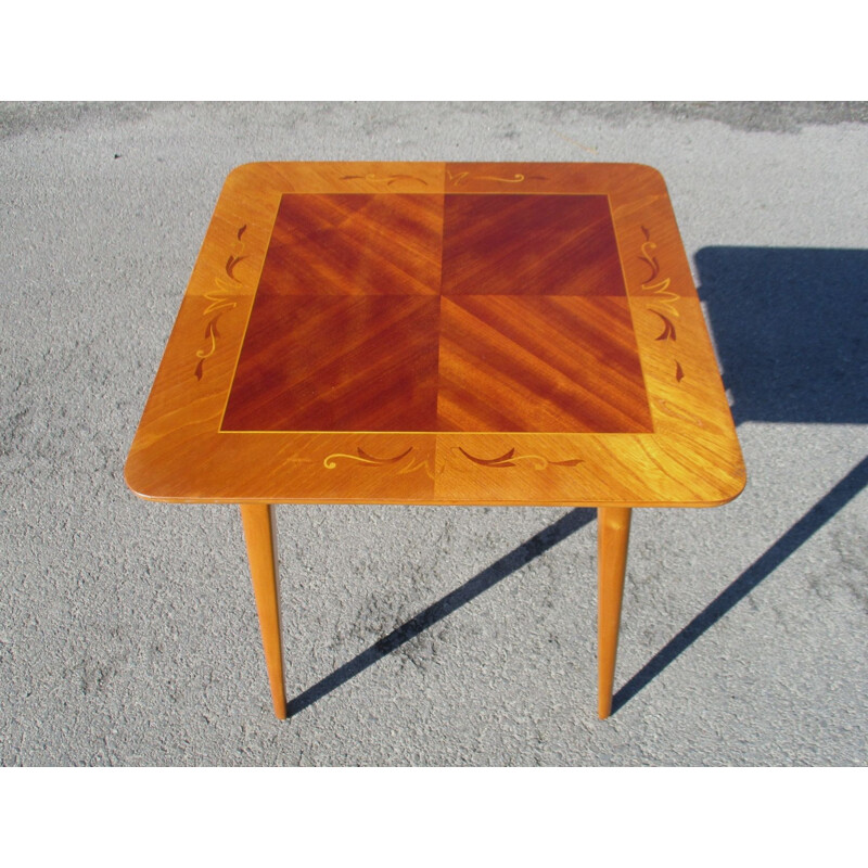 Vintage coffee table with marquetry, 1950s