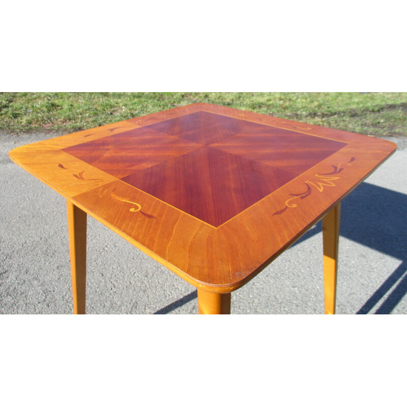 Vintage coffee table with marquetry, 1950s