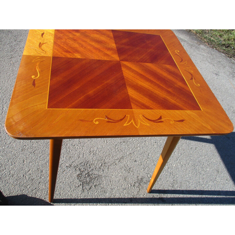 Vintage coffee table with marquetry, 1950s