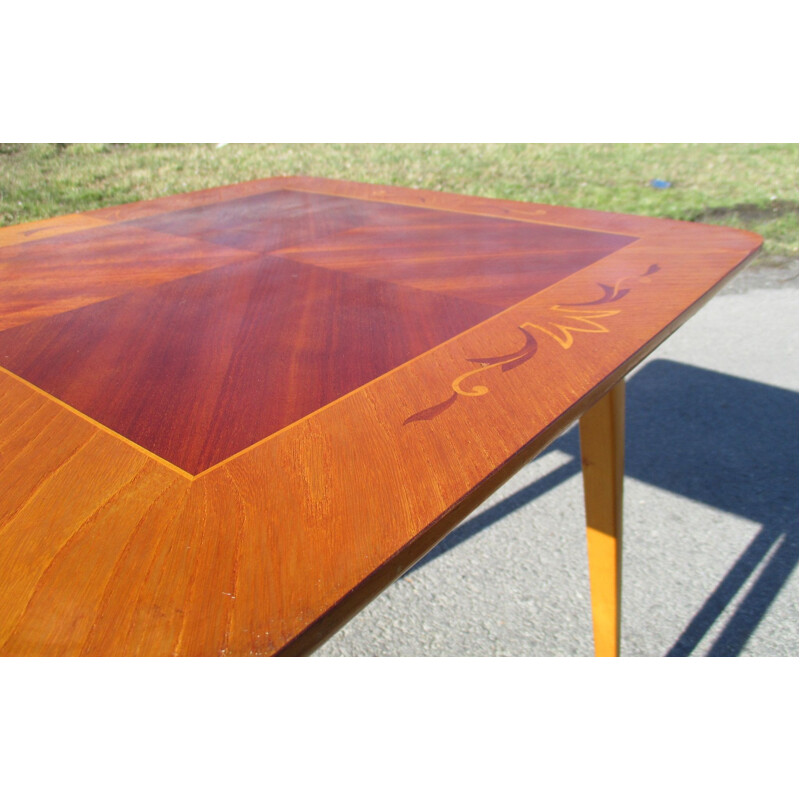 Vintage coffee table with marquetry, 1950s