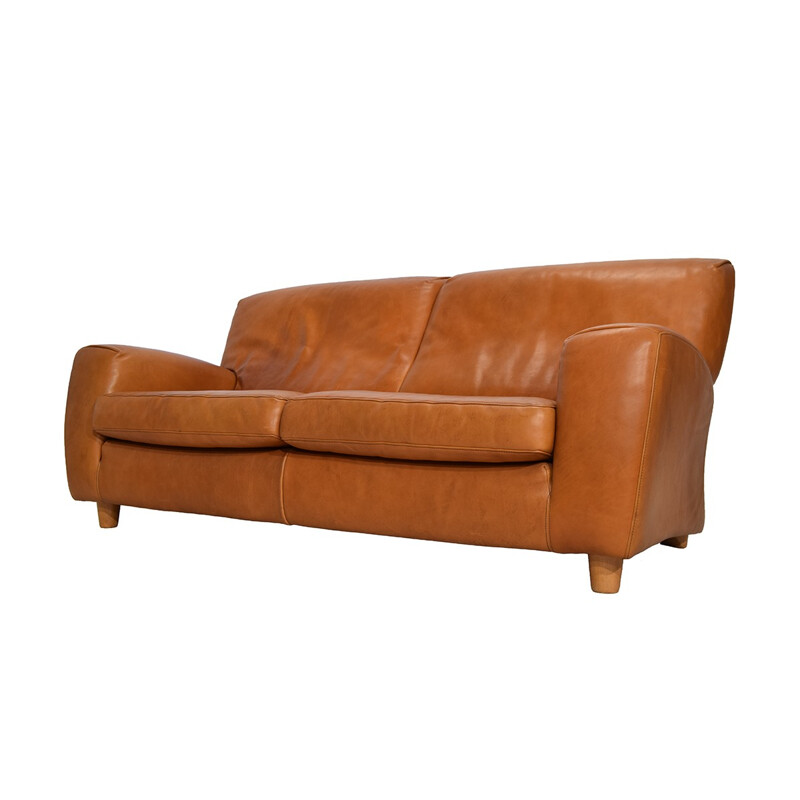 Molinari "Fatboy" 2-seater sofa in cognac leather - 1980s