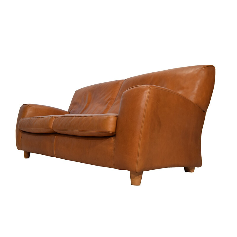 Molinari "Fatboy" 2-seater sofa in cognac leather - 1980s