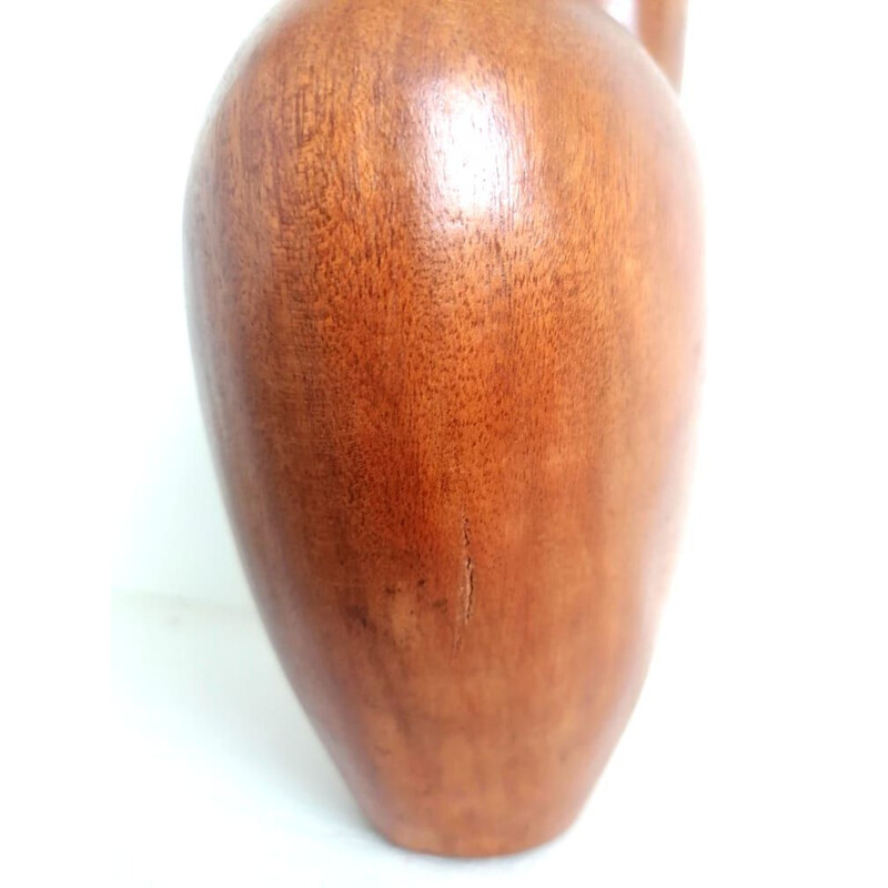 Scandinavian vintage carved teak vase, 1960