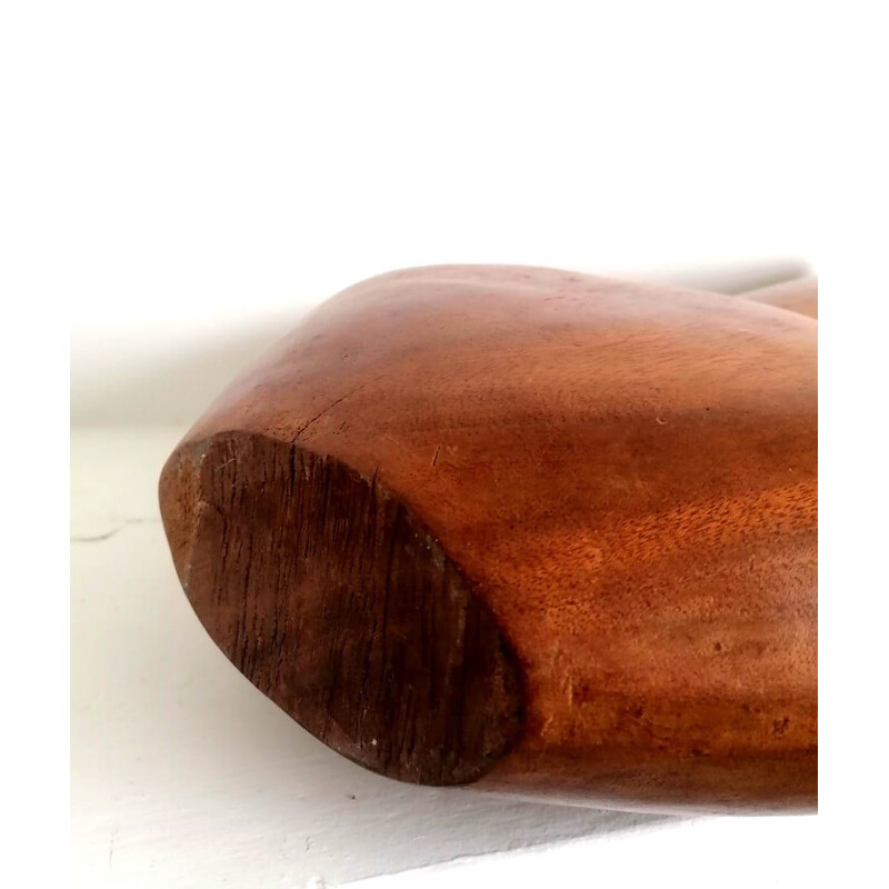 Scandinavian vintage carved teak vase, 1960