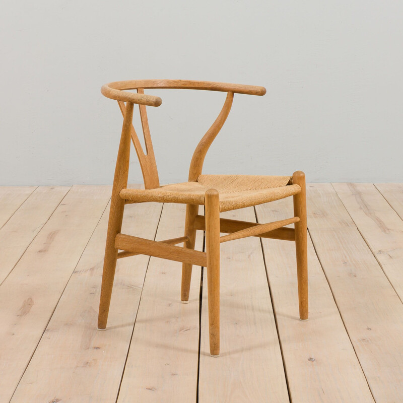 Conjunto de 6 cadeiras de carvalho vintage Wishbone de Hans Wegner para Carl Hansen