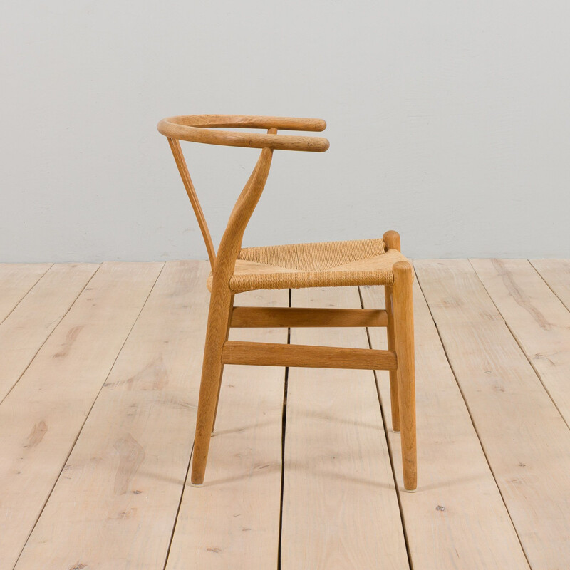 Set van 6 vintage eiken Wishbone stoelen van Hans Wegner voor Carl Hansen