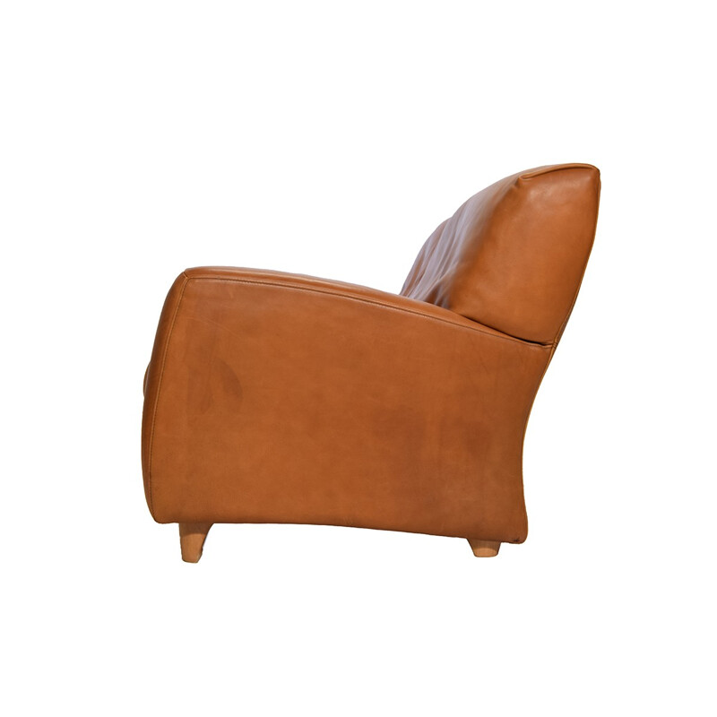 Molinari "Fatboy" 2-seater sofa in cognac leather - 1980s