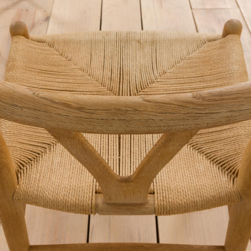 Juego de 6 sillas Wishbone de roble vintage de Hans Wegner para Carl Hansen