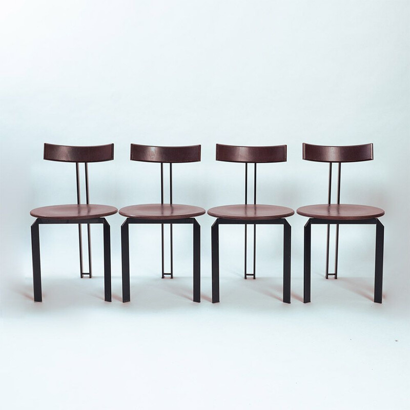 Set van 4 vintage Zeta stoelen in staal en hout van Martin Haksteen voor Harvink.