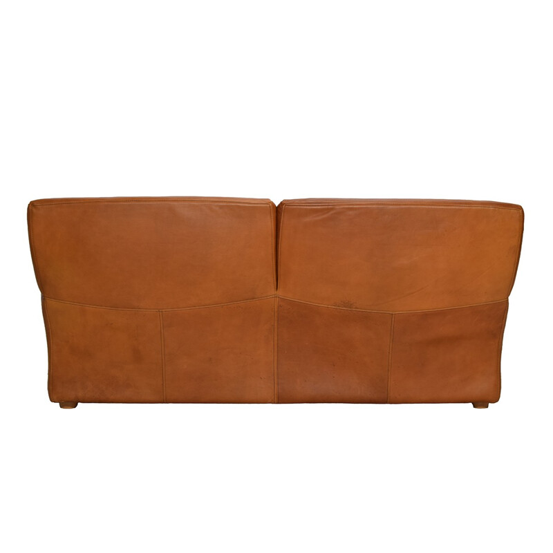 Molinari "Fatboy" 2-seater sofa in cognac leather - 1980s