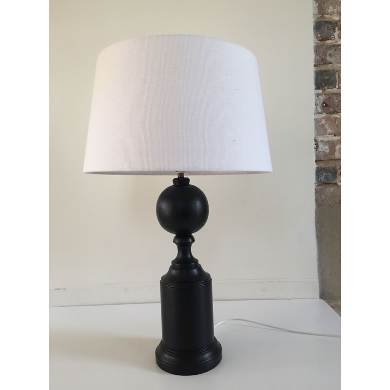 Vintage zwart gedraaide houten lamp, 1980-1990