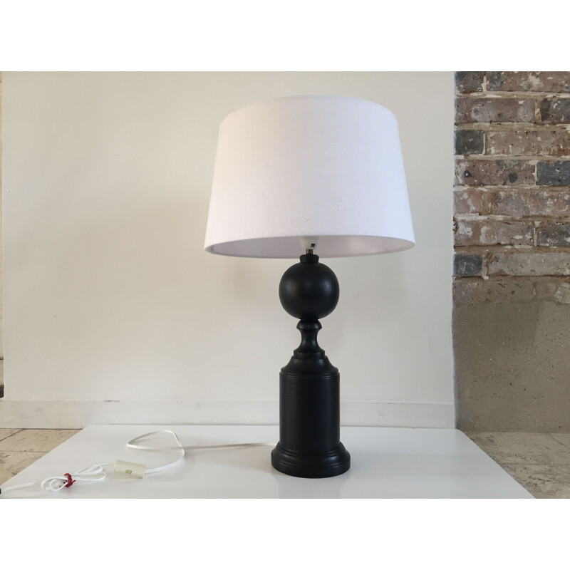 Vintage zwart gedraaide houten lamp, 1980-1990