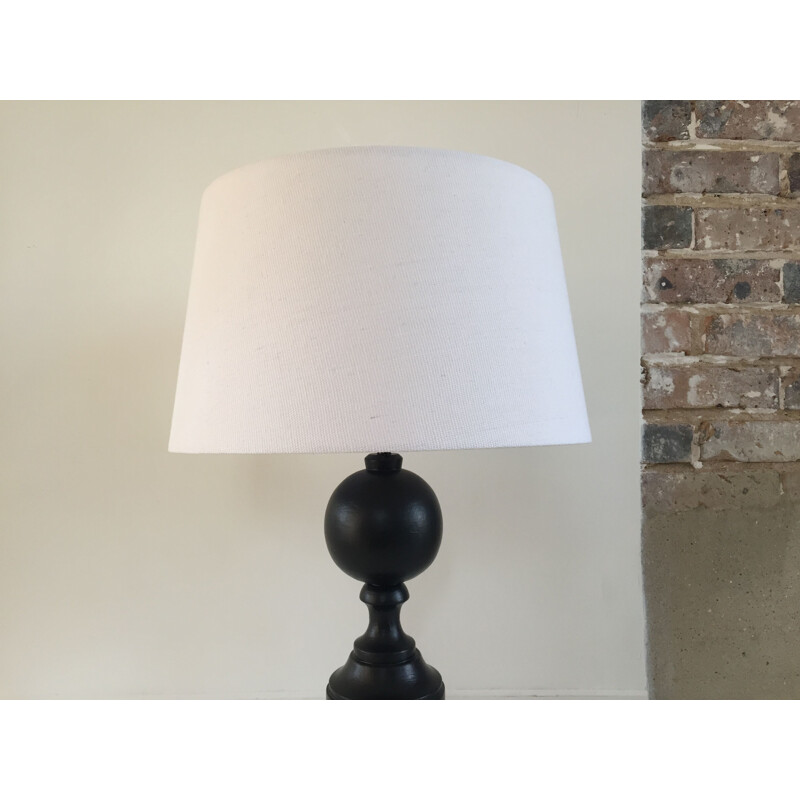 Vintage zwart gedraaide houten lamp, 1980-1990