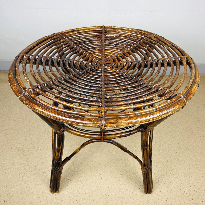 Vintage bamboo coffee table, Italy 1970