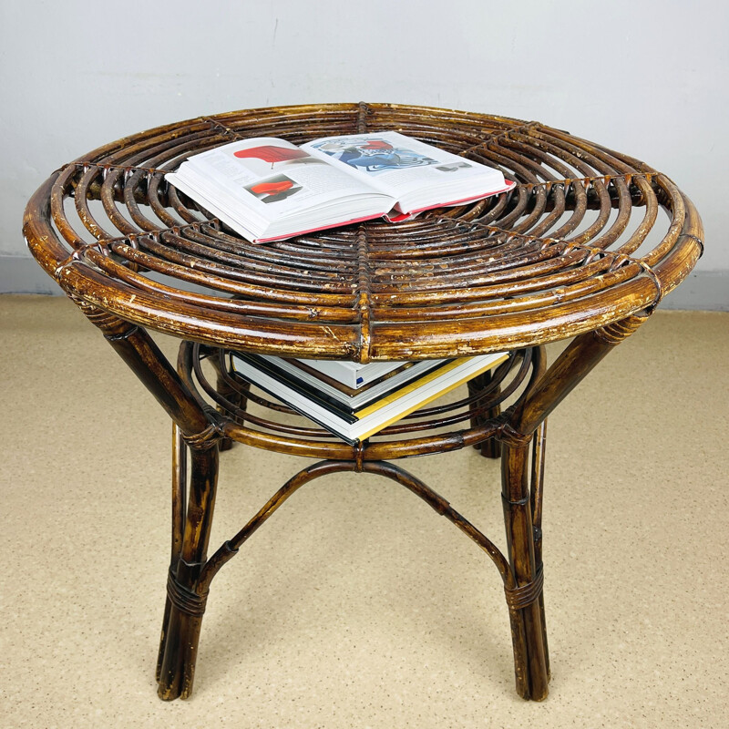 Vintage bamboo coffee table, Italy 1970