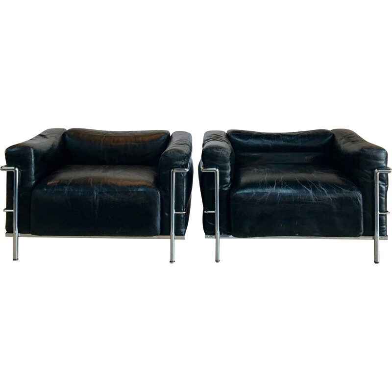 Pair of vintage Cassina "LC3" chairs, LE CORBUSIER - 1960s