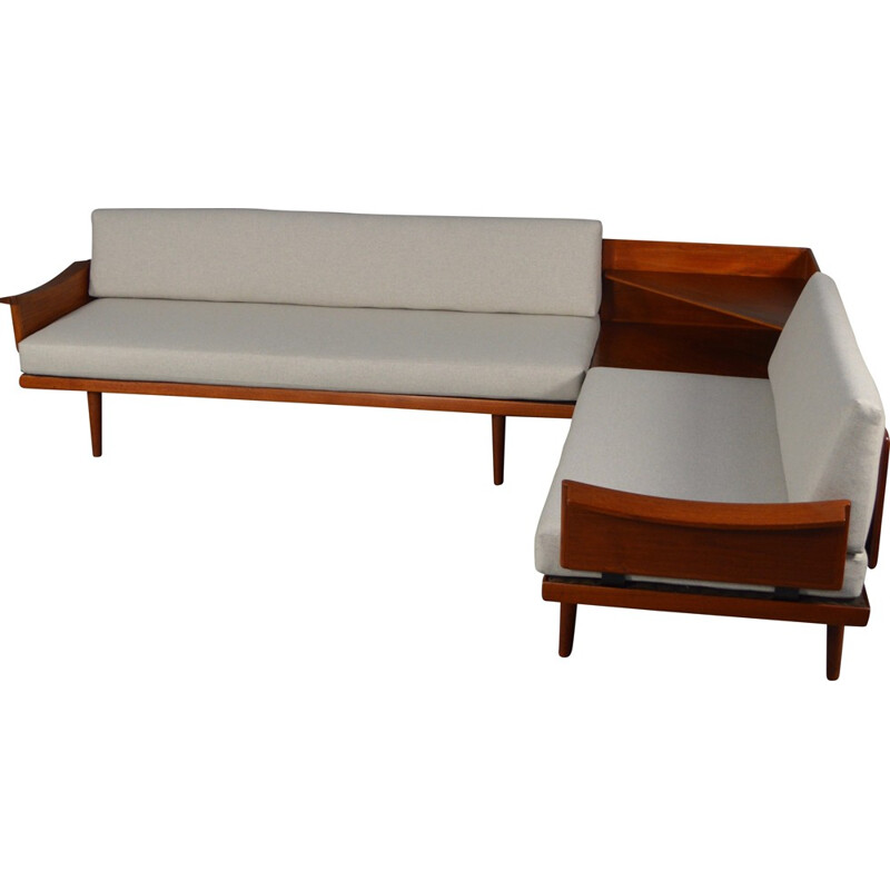 Set of 2 Gustav Bahus sofas and table in teak, KINDT-LARSEN - 1960s