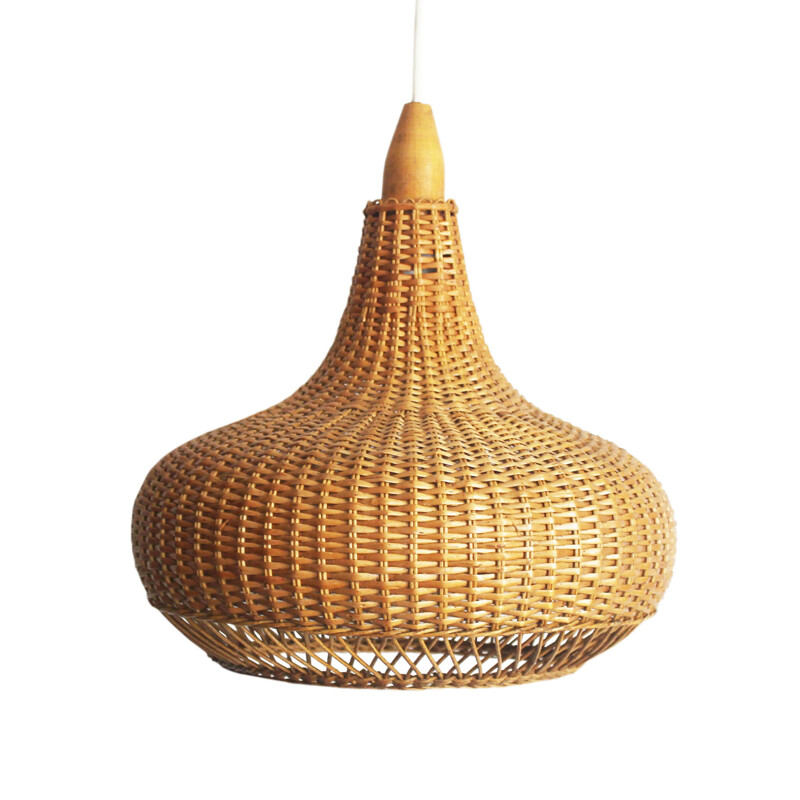 Mid century rattan pendant lamp, Czechoslovakia 1960s