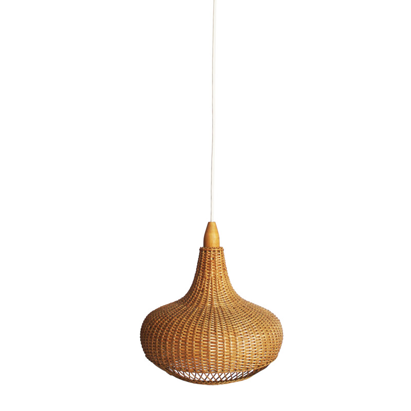 Mid century rattan pendant lamp, Czechoslovakia 1960s