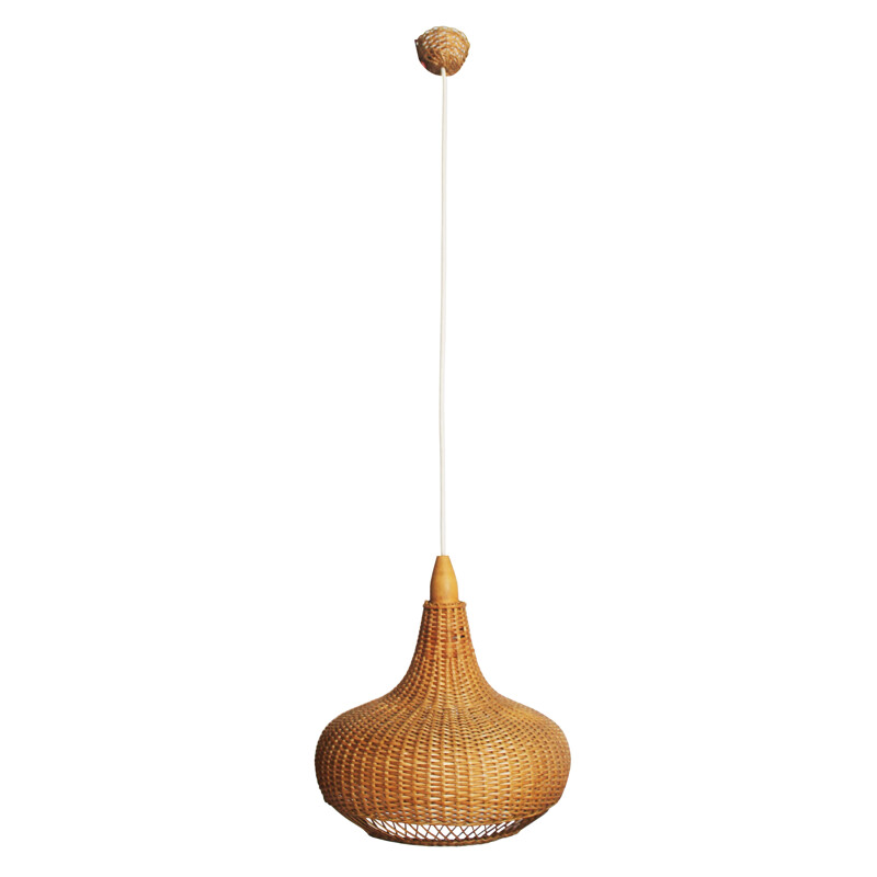 Mid century rattan pendant lamp, Czechoslovakia 1960s