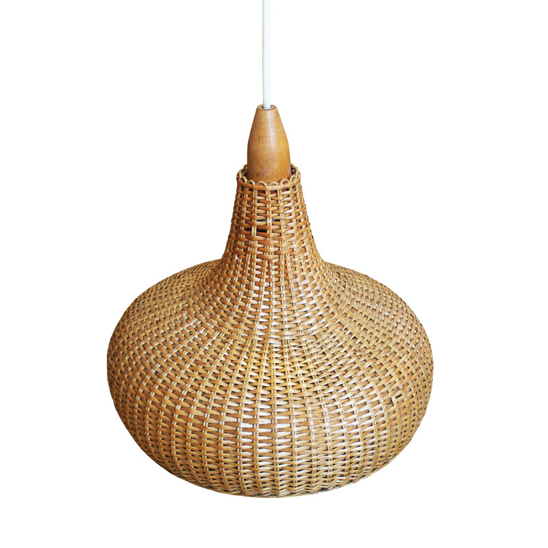 Mid century rattan pendant lamp, Czechoslovakia 1960s