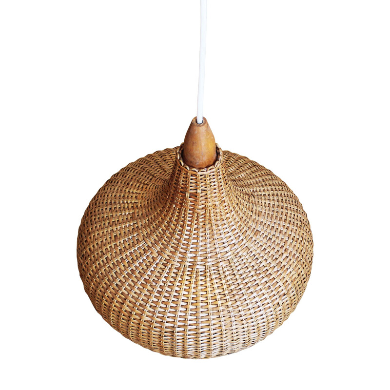 Mid century rattan pendant lamp, Czechoslovakia 1960s