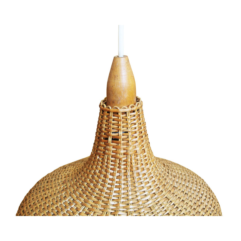 Mid century rattan pendant lamp, Czechoslovakia 1960s