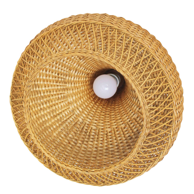 Mid century rattan pendant lamp, Czechoslovakia 1960s