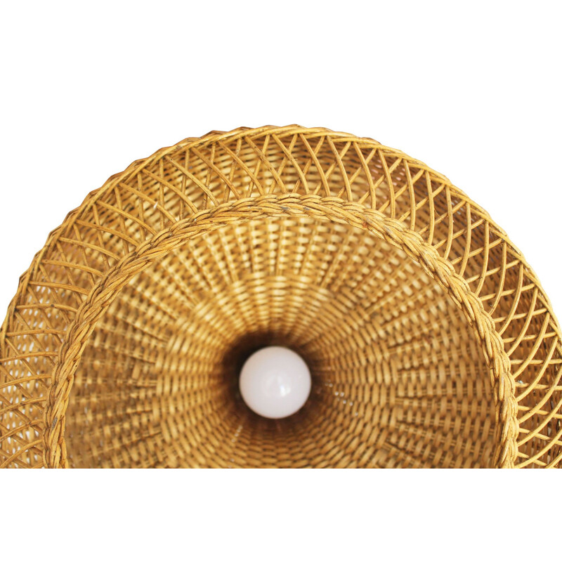 Mid century rattan pendant lamp, Czechoslovakia 1960s