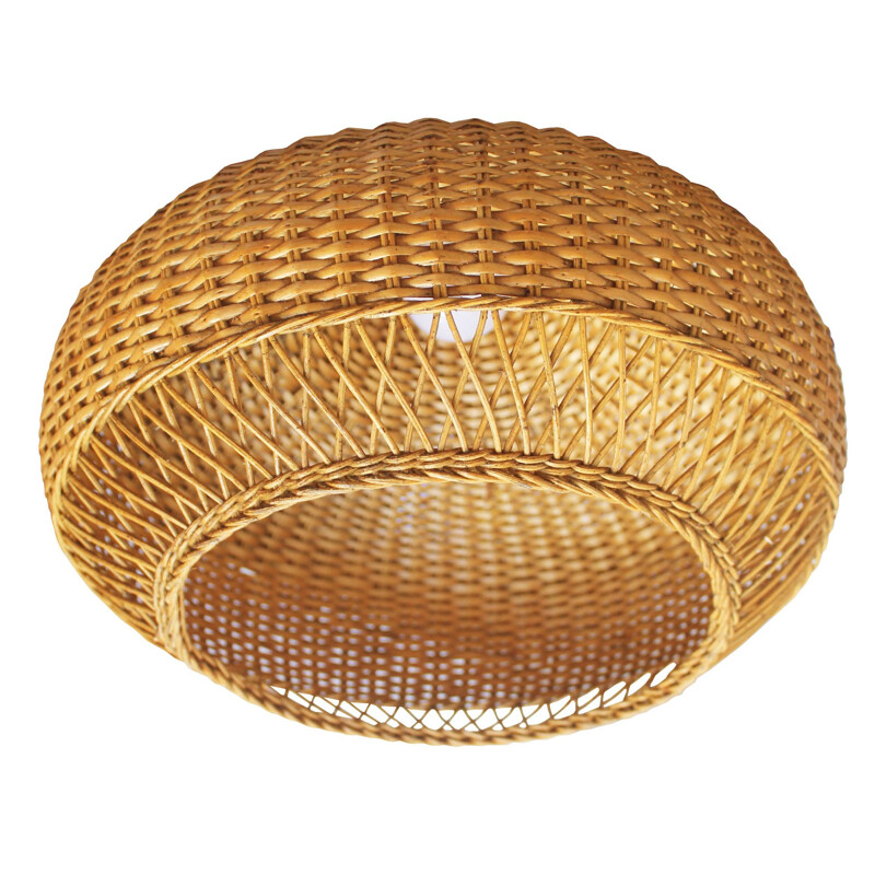 Mid century rattan pendant lamp, Czechoslovakia 1960s