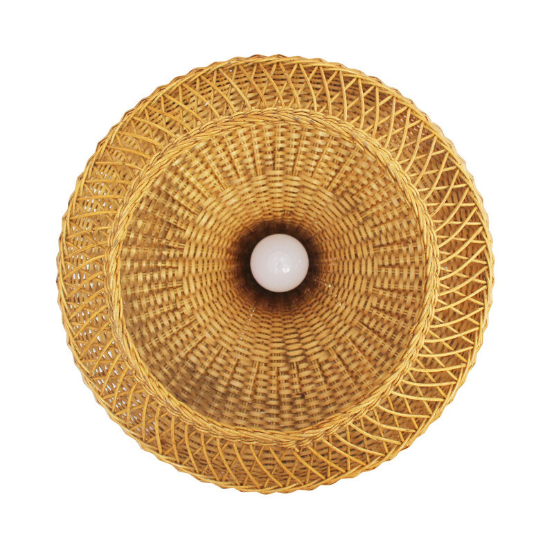 Mid century rattan pendant lamp, Czechoslovakia 1960s