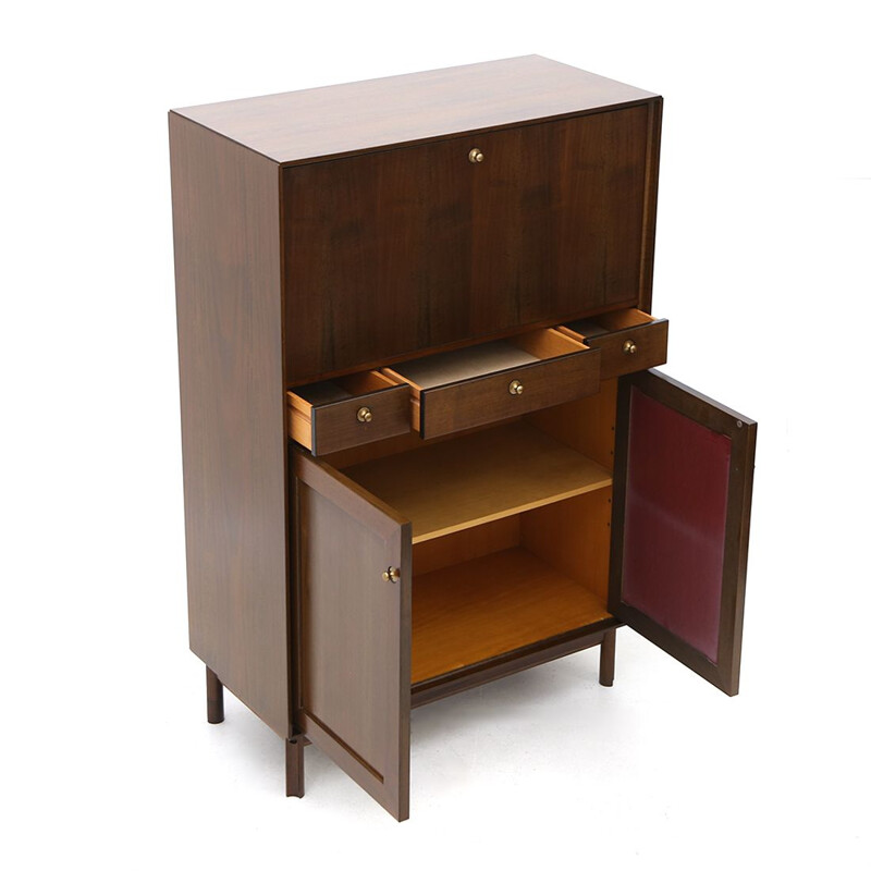 Wooden vintage sideboard with brass knobs by Dino Frigerio for Frigerio, 1960s
