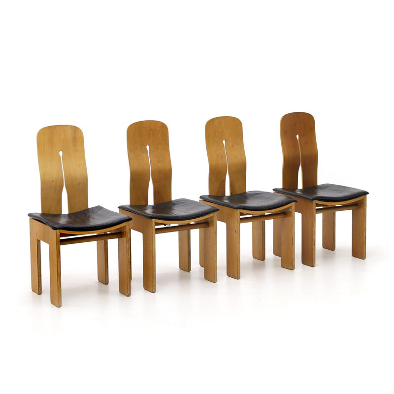 Ensemble de 4 chaises vintage par Carlo Scarpa pour Bernini, 1970
