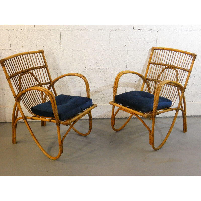 Pair of vintage bridge armchairs by Louis Sognot, 1940