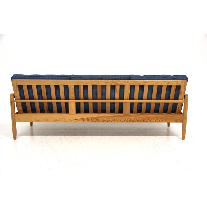 Vintage pine 3 seater sofa, Sweden 1970