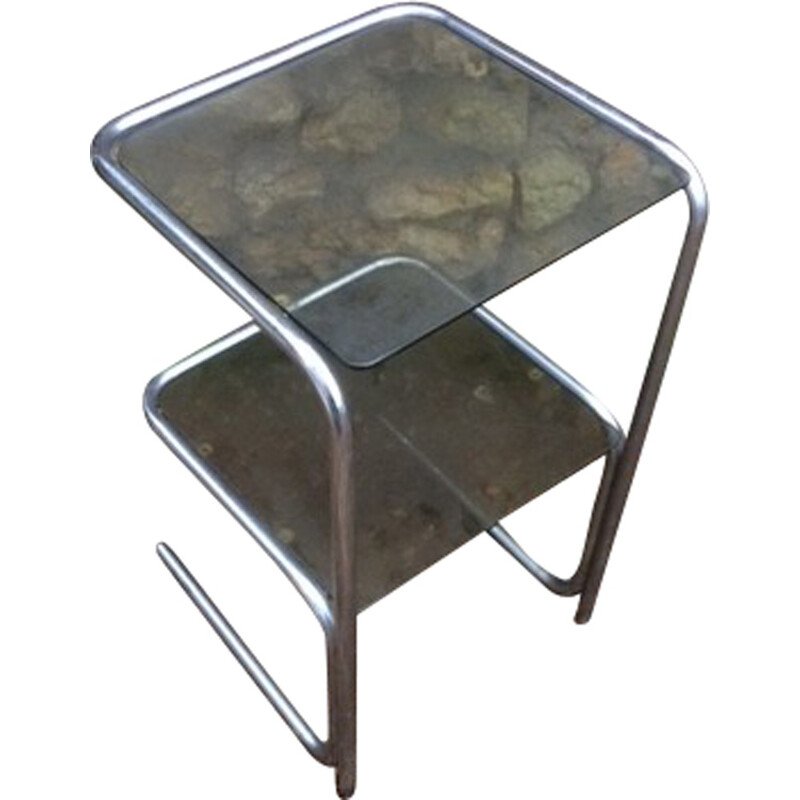 Side table in aluminum and glass - 1970s