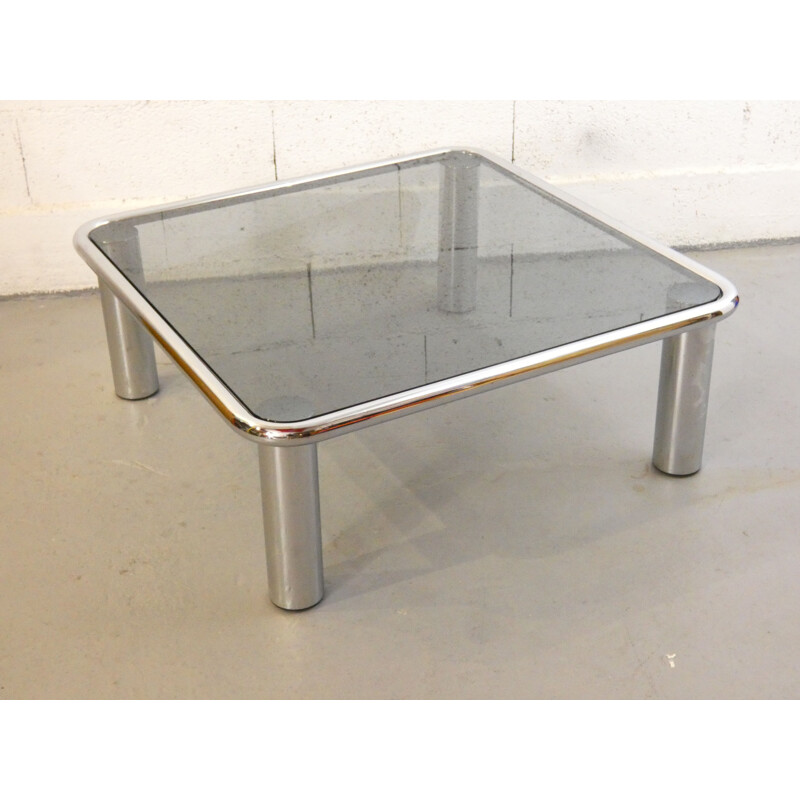 Vintage chromed metal coffee table by Gianfranco Frattini for Cassina, 1970s