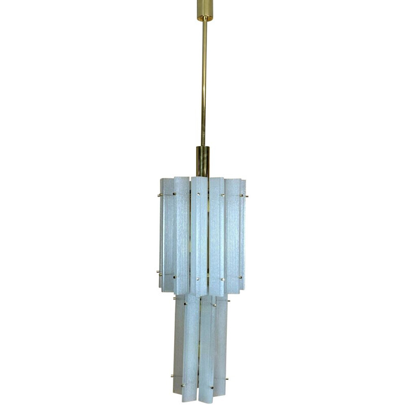 Vintage Murano ice glass chandelier by Limburg, 1960-1970s