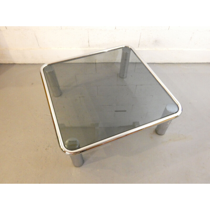 Vintage chromed metal coffee table by Gianfranco Frattini for Cassina, 1970s