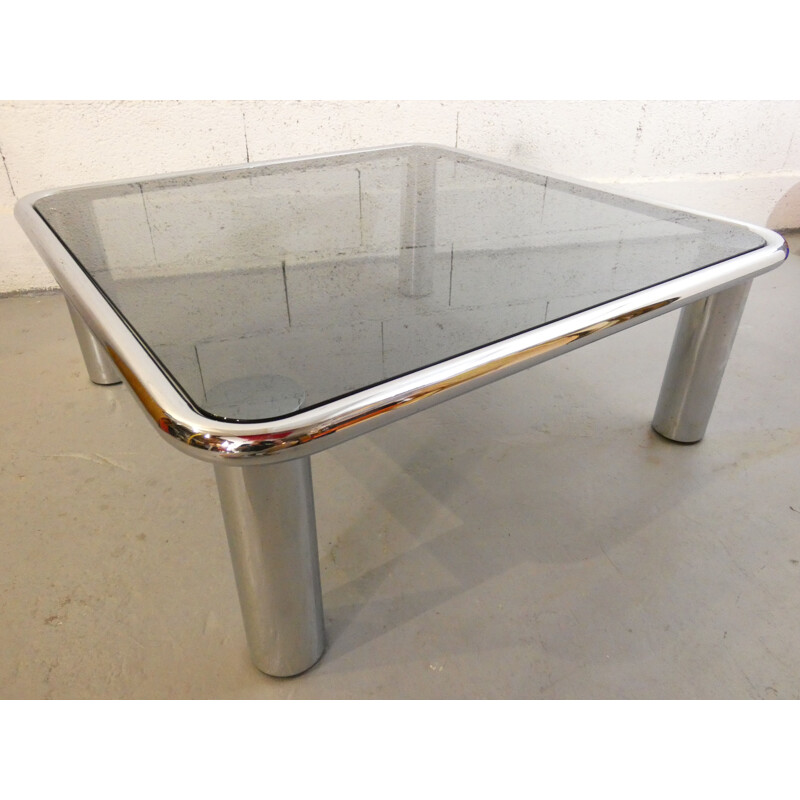 Vintage chromed metal coffee table by Gianfranco Frattini for Cassina, 1970s