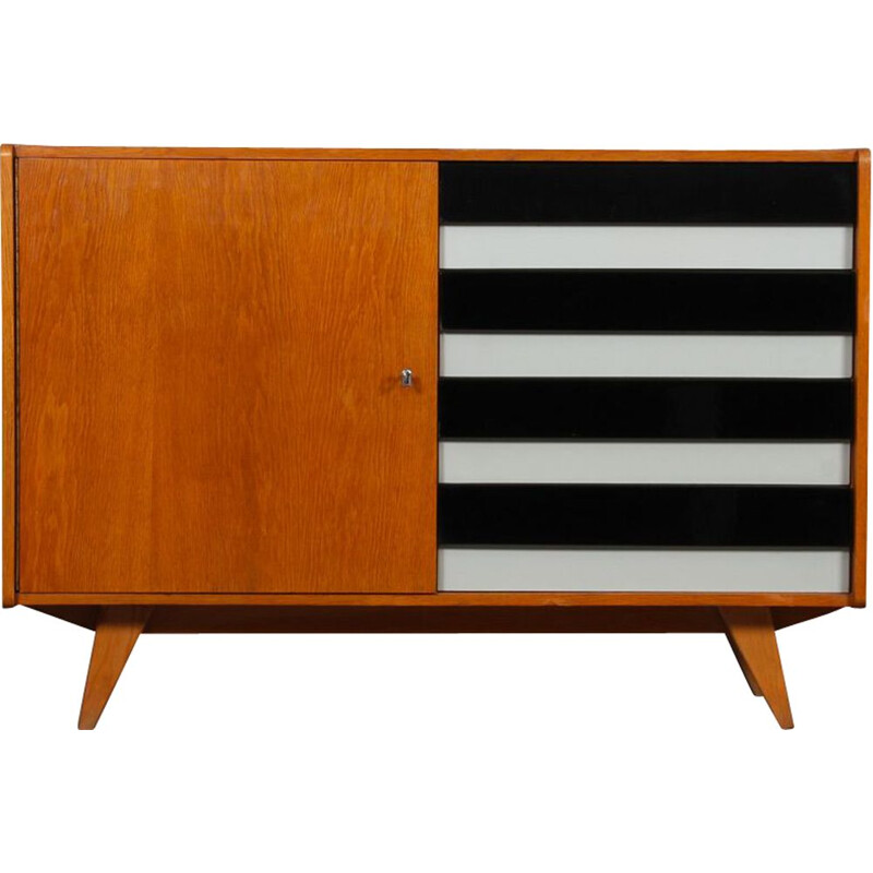 Vintage chest of drawers model U458 in oakwood by Jiri Jiroutek for Interier Praha, Czech Republic 1960