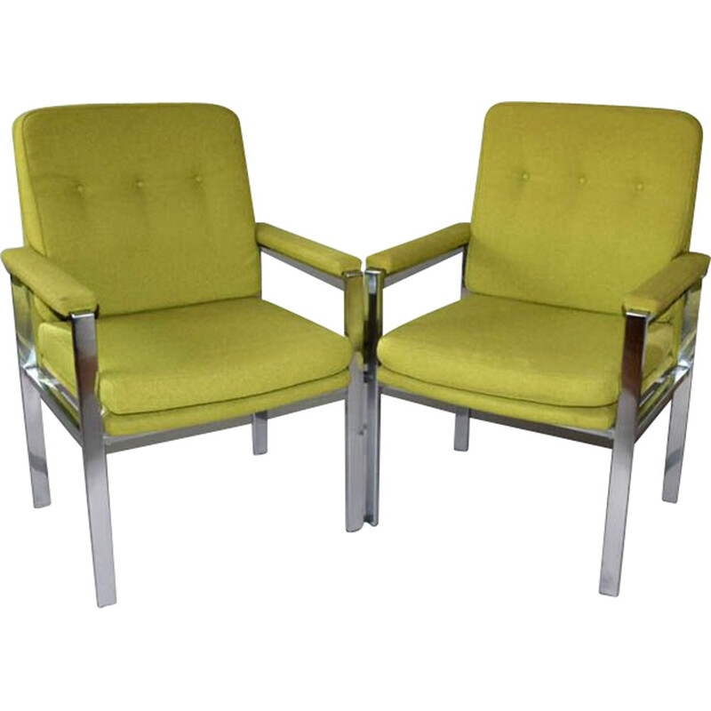 Paar vintage chromen fauteuils van Milo Baughman, 1970