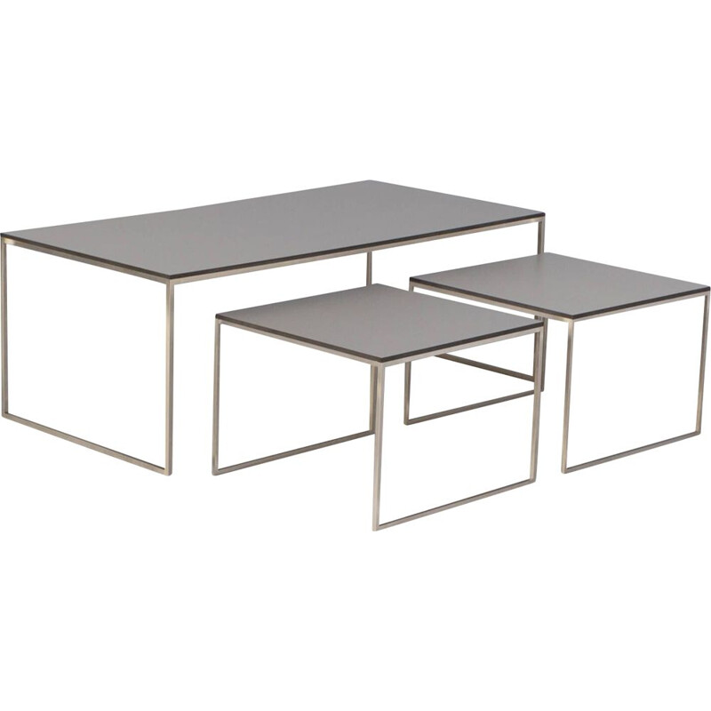 Vintage nesting tables with stainless steel legs