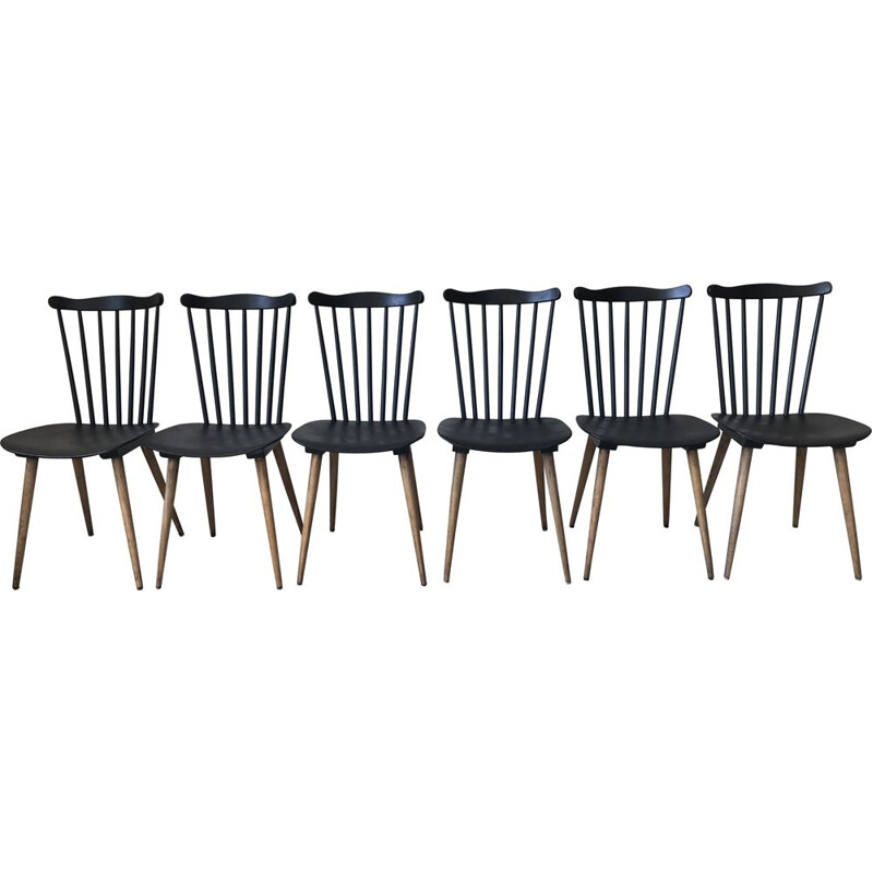 Set of 6 vintage bistro chairs Menuet by Baumann, 1970