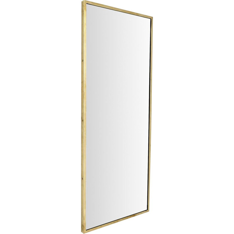 Vintage rectangular mirror with brass frame by Uso Interno, 1950s